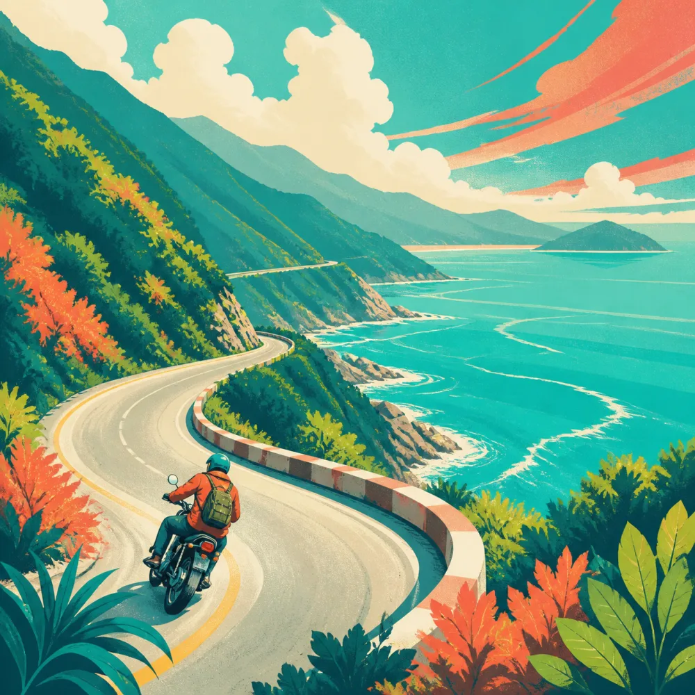 Hai Van Pass: байк · серпантин · Лангко