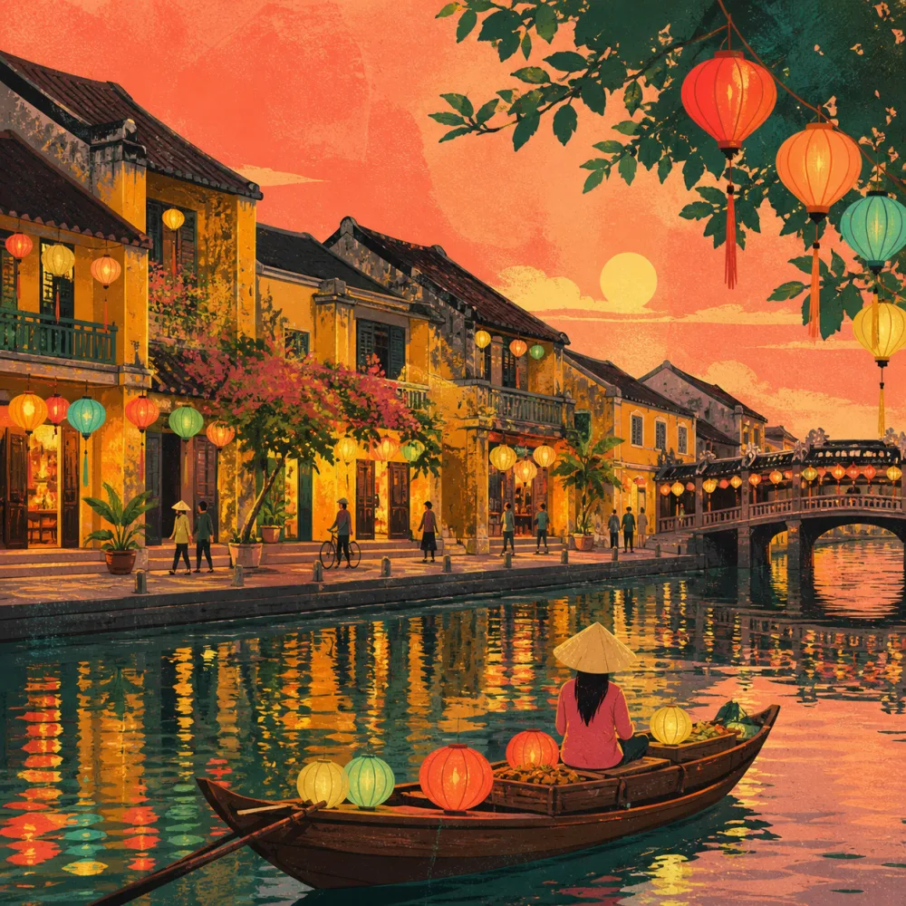 Hoi An: старый город · фонари · еда